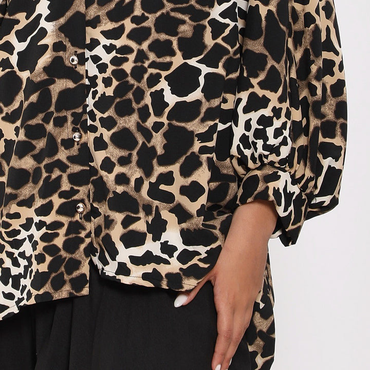 Animal Print Blouse with puffy sleeves