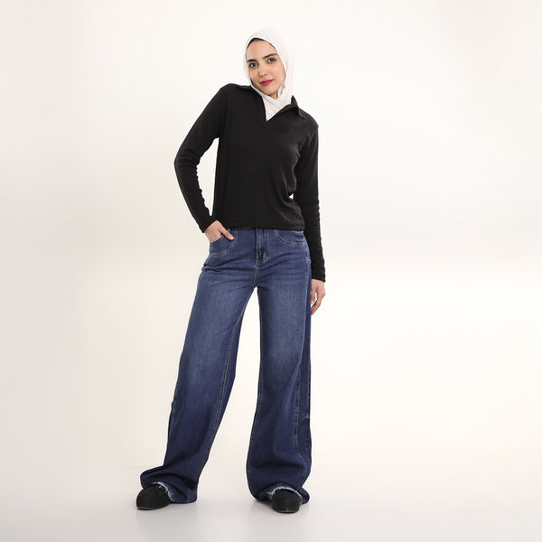 Wide Leg Jeans Side Cuts